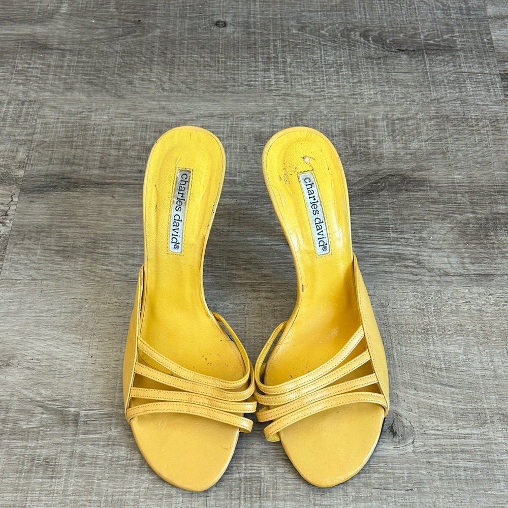 Charles David Strappy Leather Heels Sandals Mules 8 - Picture 2 of 8